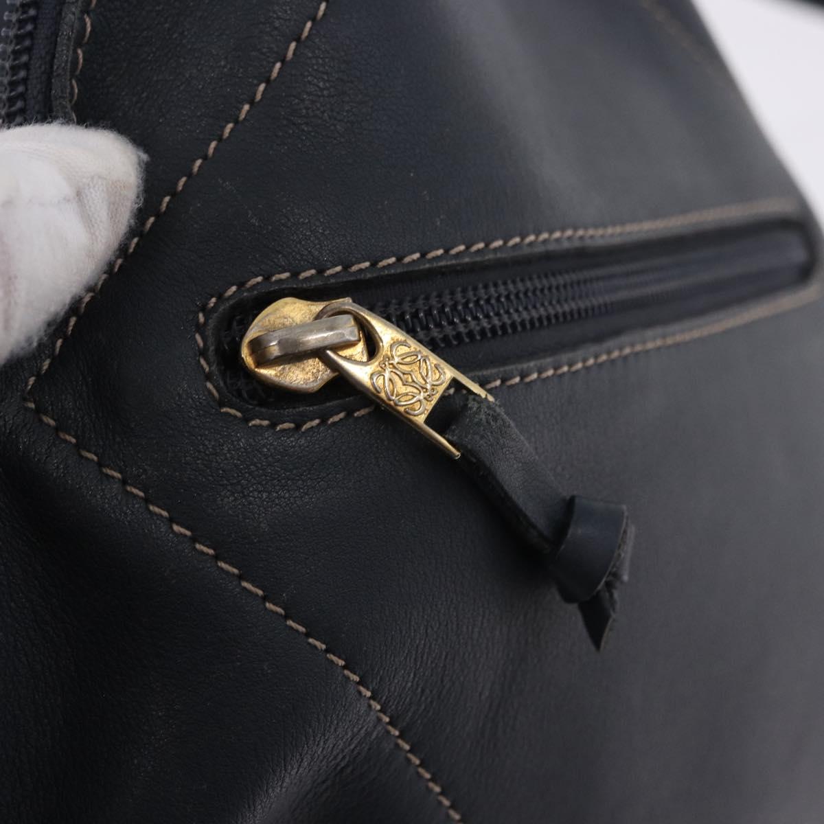LOEWE Body Bag Leather Navy Gold Auth bs36326