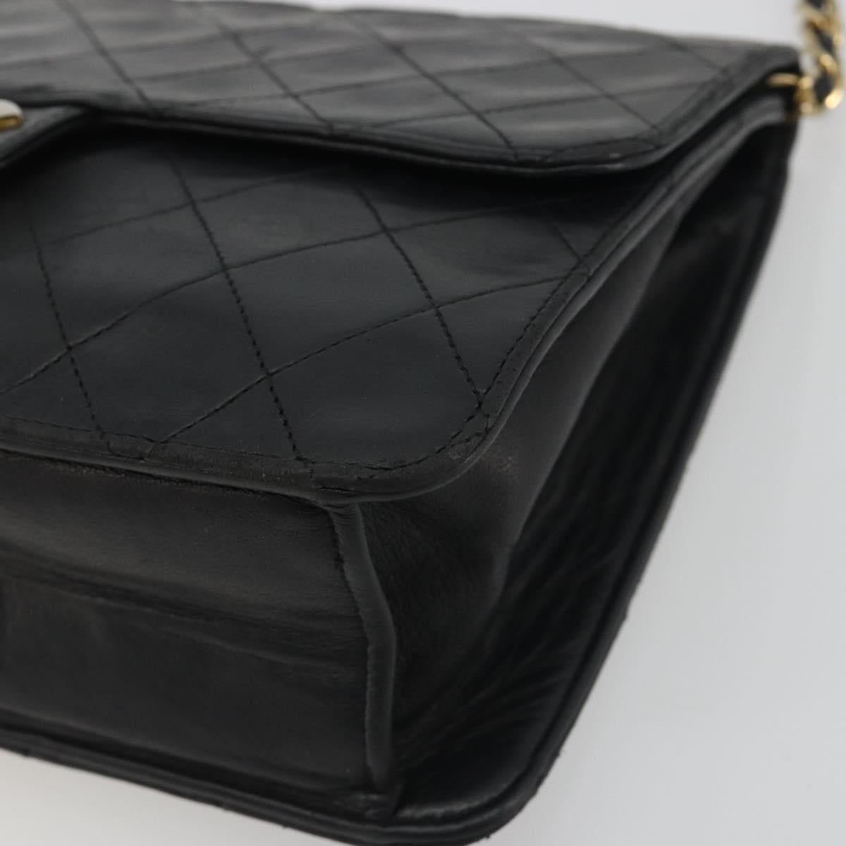 CHANEL Matelasse Chain Shoulder Bag Lamb Skin Black Gold CC Auth bs36327