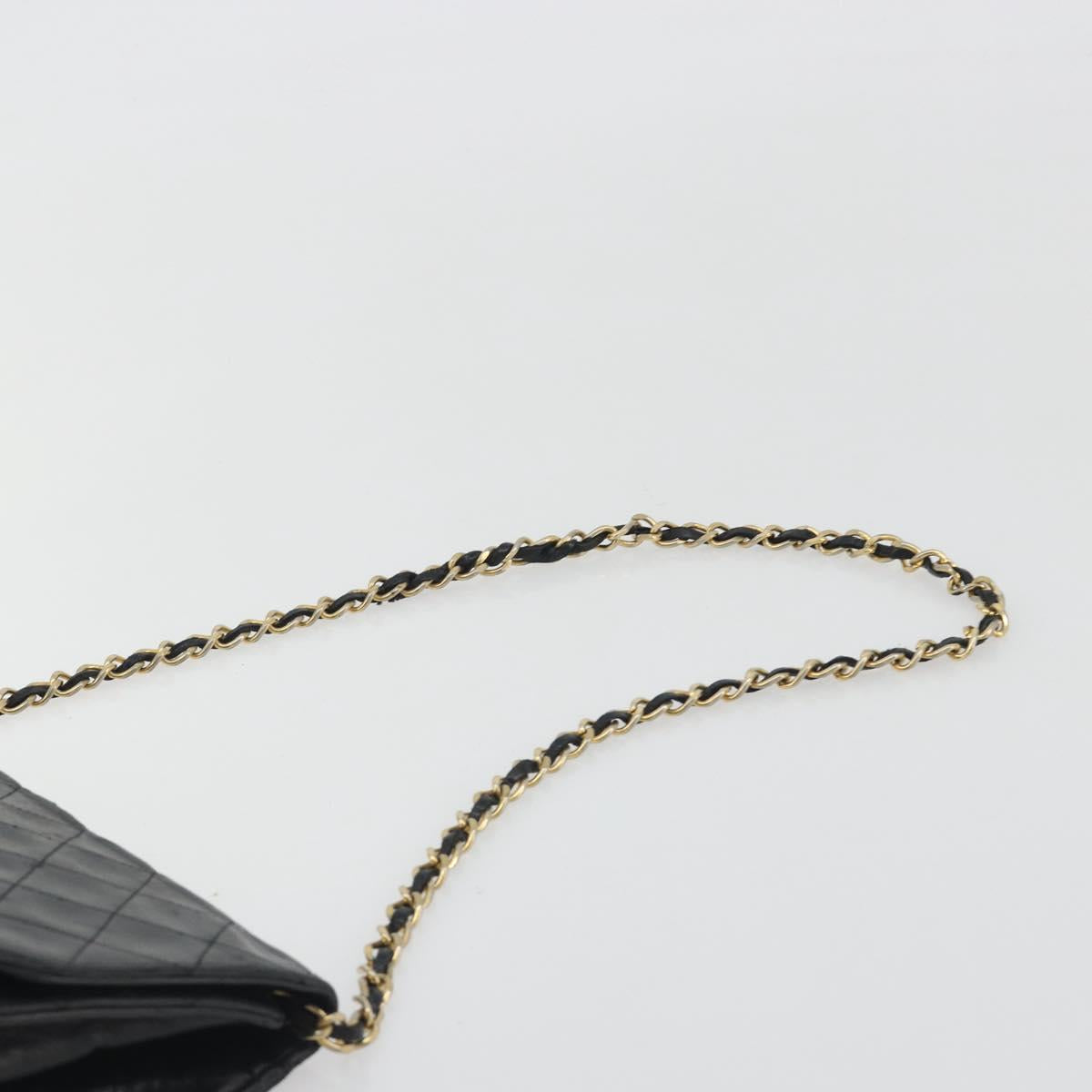 CHANEL Matelasse Chain Shoulder Bag Lamb Skin Black Gold CC Auth bs36327
