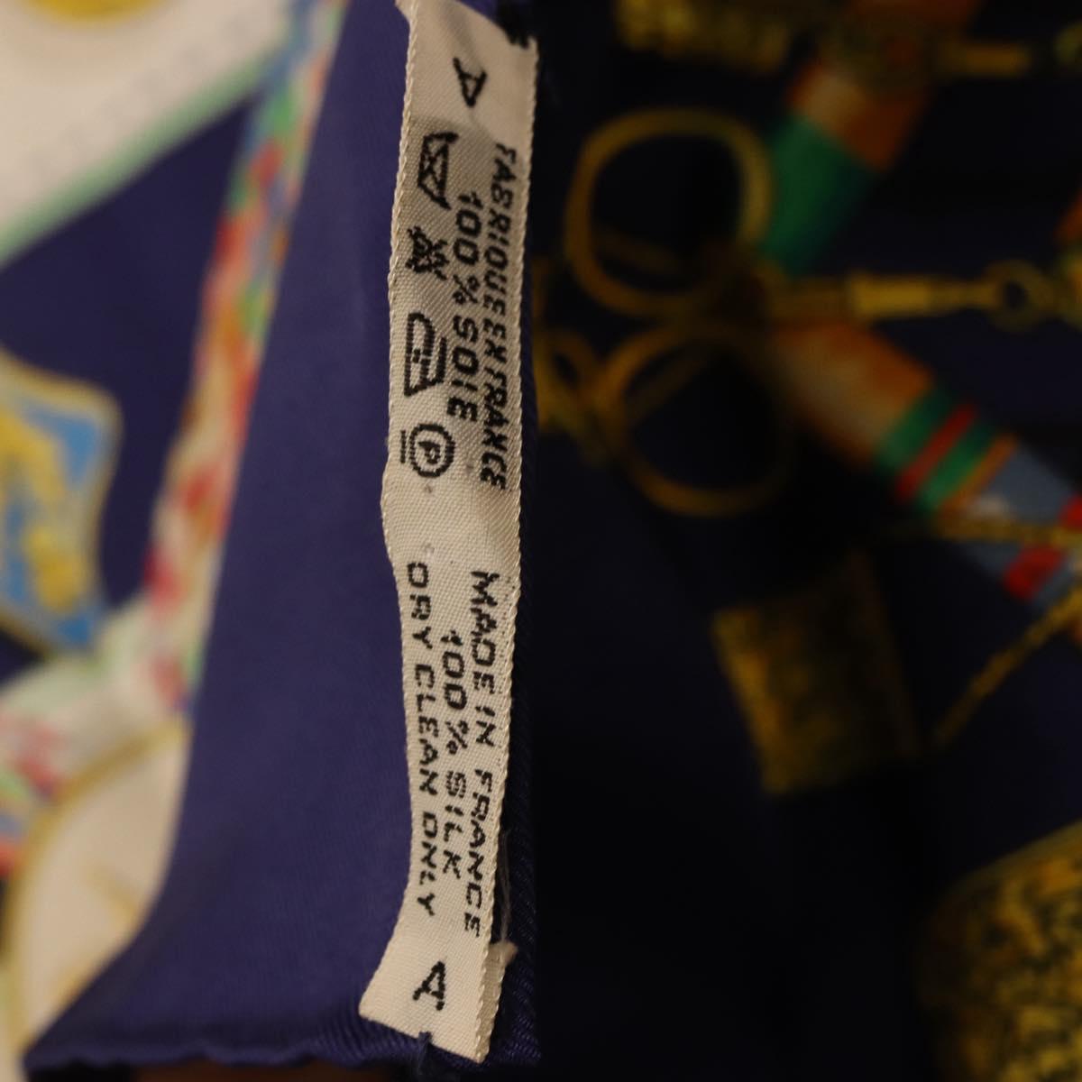 HERMES Carre 90 Scarf Pwlile Mcuin Silk Navy Auth bs36330