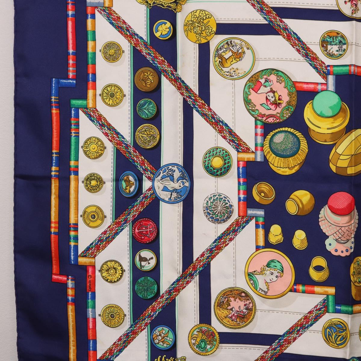 HERMES Carre 90 Scarf Pwlile Mcuin Silk Navy Auth bs36330