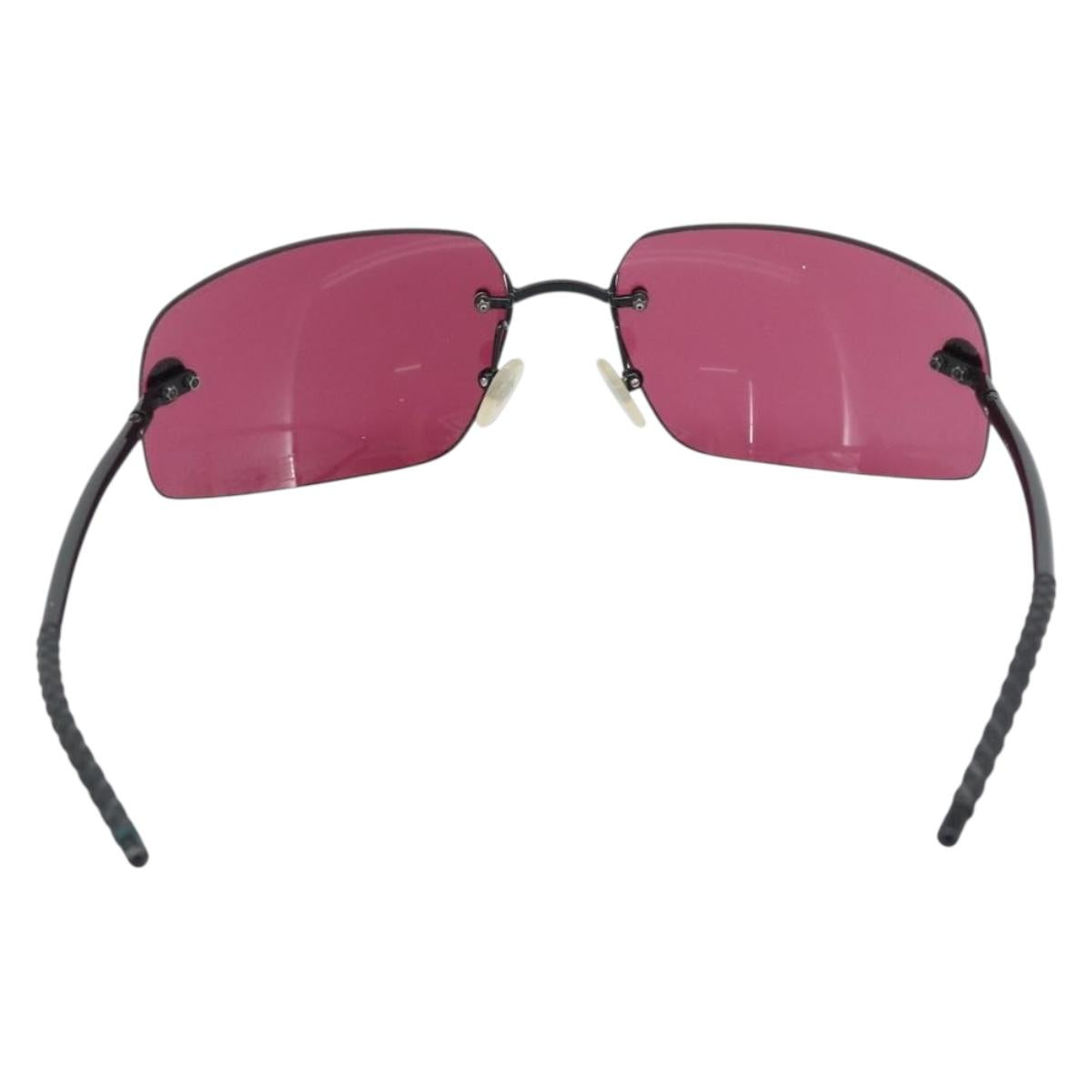 CHANEL Sunglasses Plastic Black CC Auth bs36334