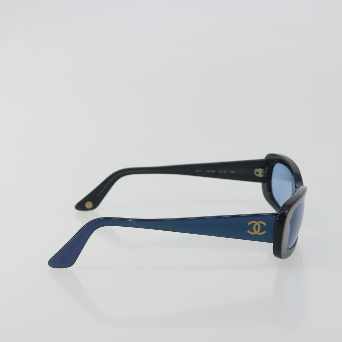 CHANEL Sunglasses Plastic Blue CC Auth bs36335
