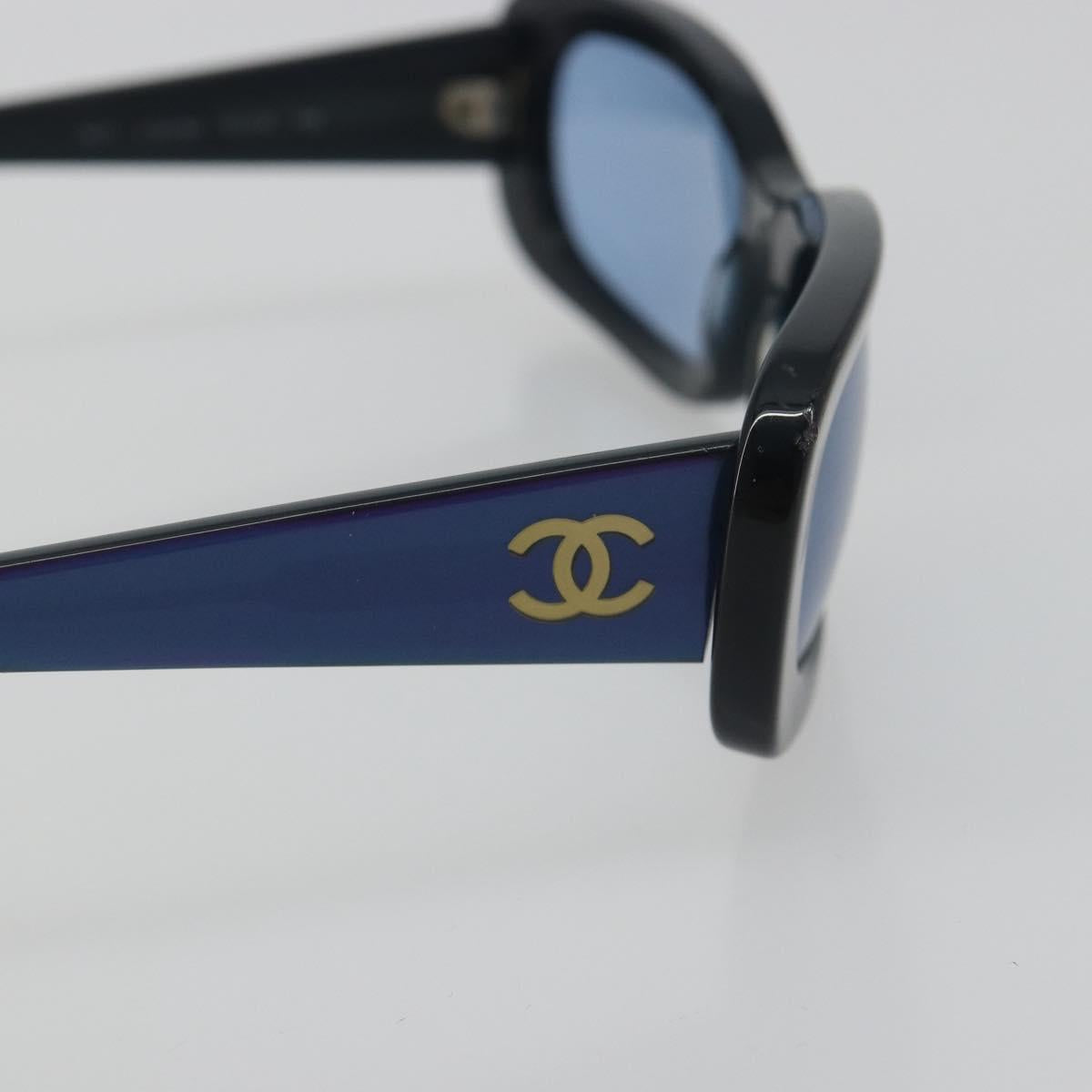 CHANEL Sunglasses Plastic Blue CC Auth bs36335