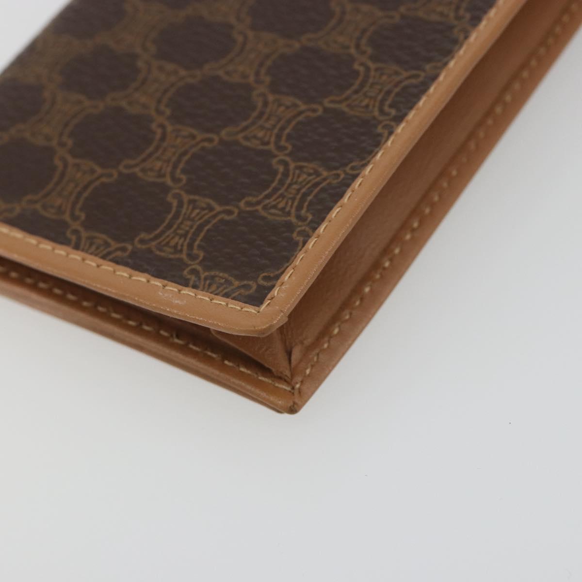 CELINE Macadam Canvas Card Case PVC Leather Brown Auth bs36336V