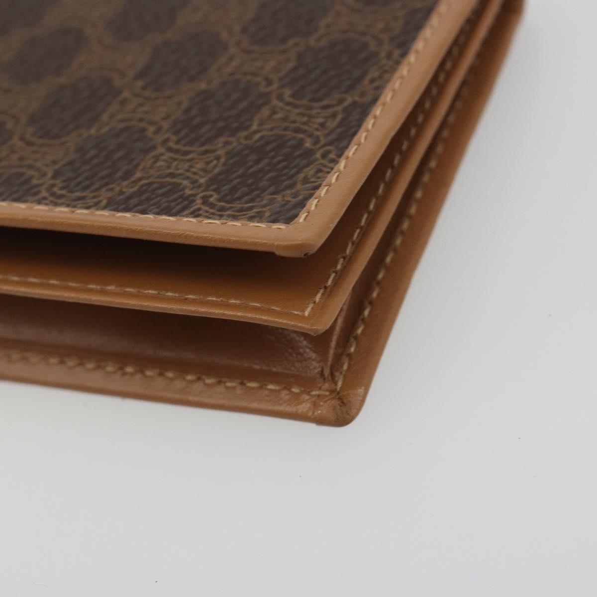 CELINE Macadam Canvas Card Case PVC Leather Brown Auth bs36336V