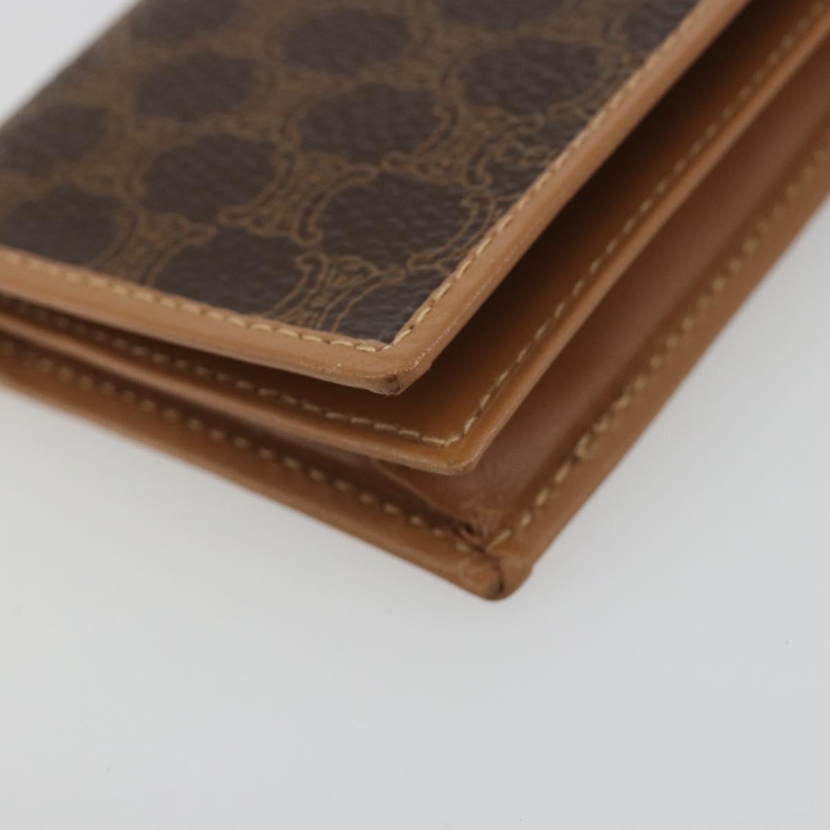 CELINE Macadam Canvas Card Case PVC Leather Brown Auth bs36336V