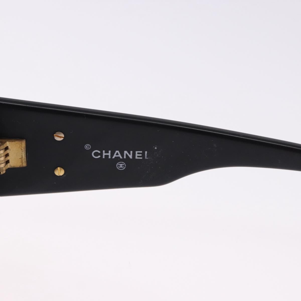 CHANEL Sunglasses Plastic Black Gold CC Auth bs36338