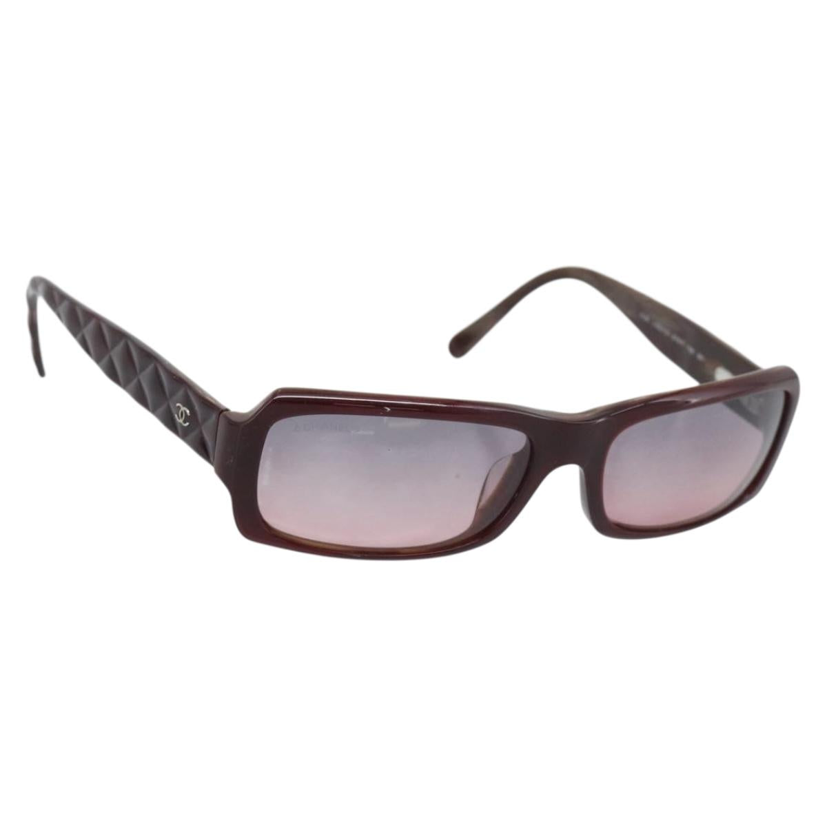 CHANEL Sunglasses Plastic Brown CC Auth bs36339