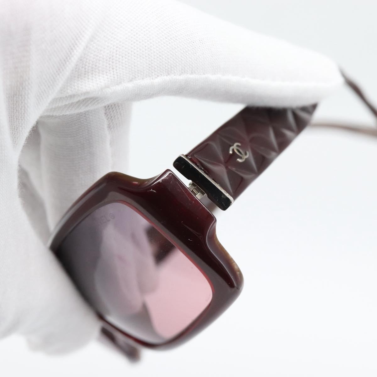 CHANEL Sunglasses Plastic Brown CC Auth bs36339
