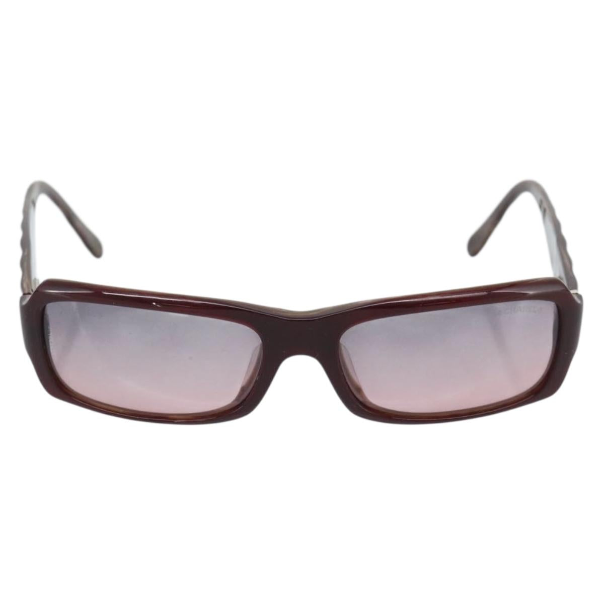 CHANEL Sunglasses Plastic Brown CC Auth bs36339