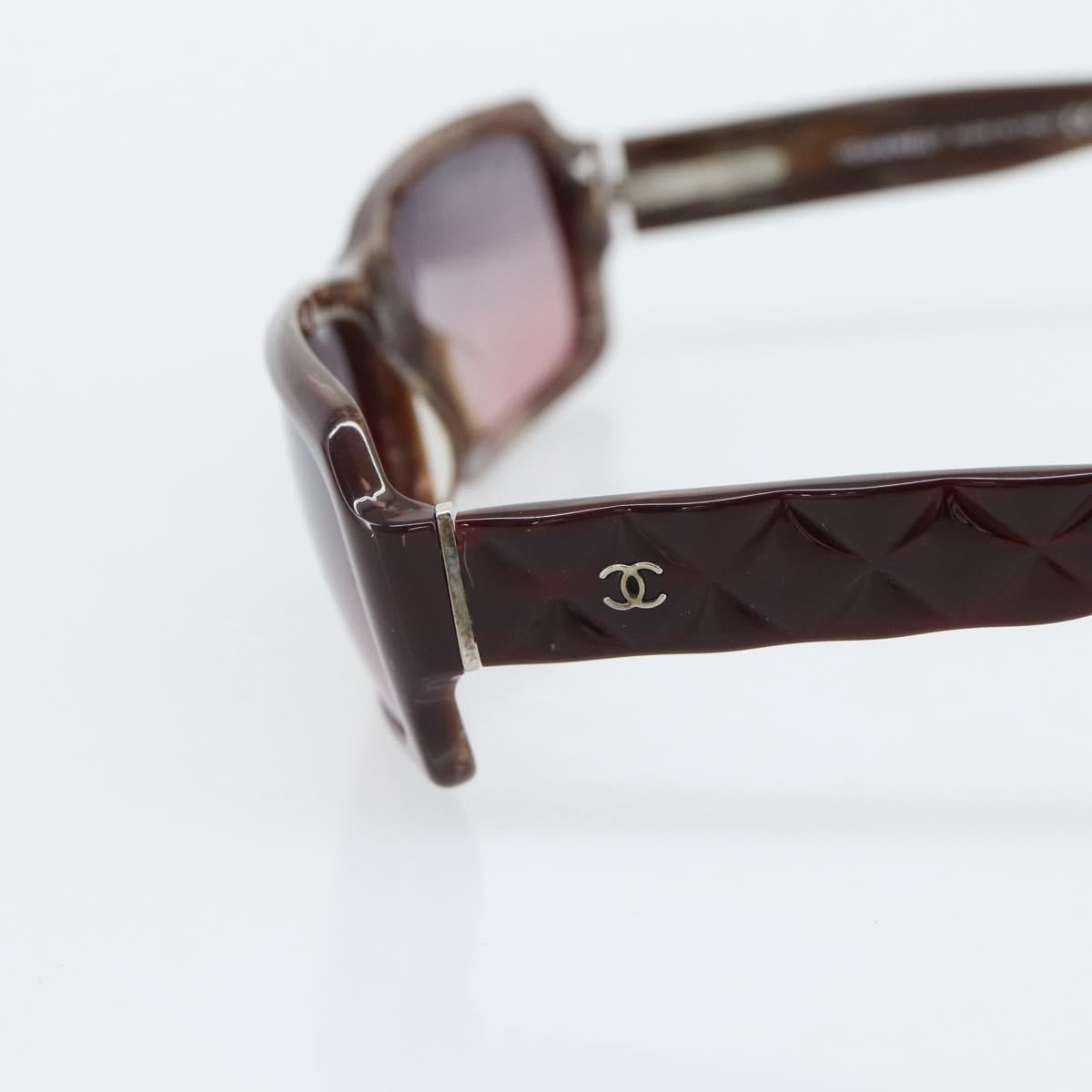 CHANEL Sunglasses Plastic Brown CC Auth bs36339