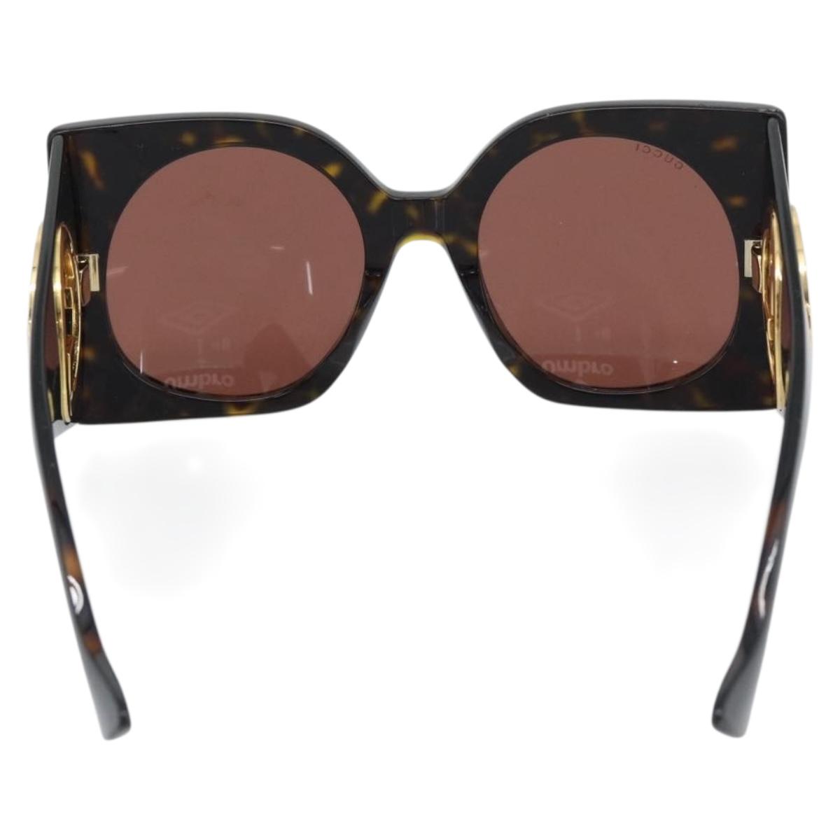 GUCCI Sunglasses Plastic Black Gold Auth bs36341