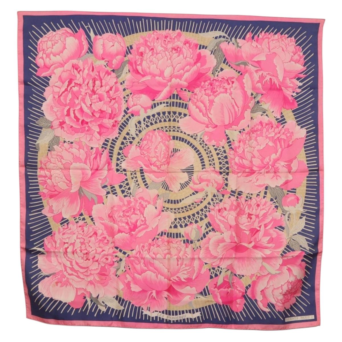 HERMES Carre 90 Scarf Silk Pink Auth bs36344