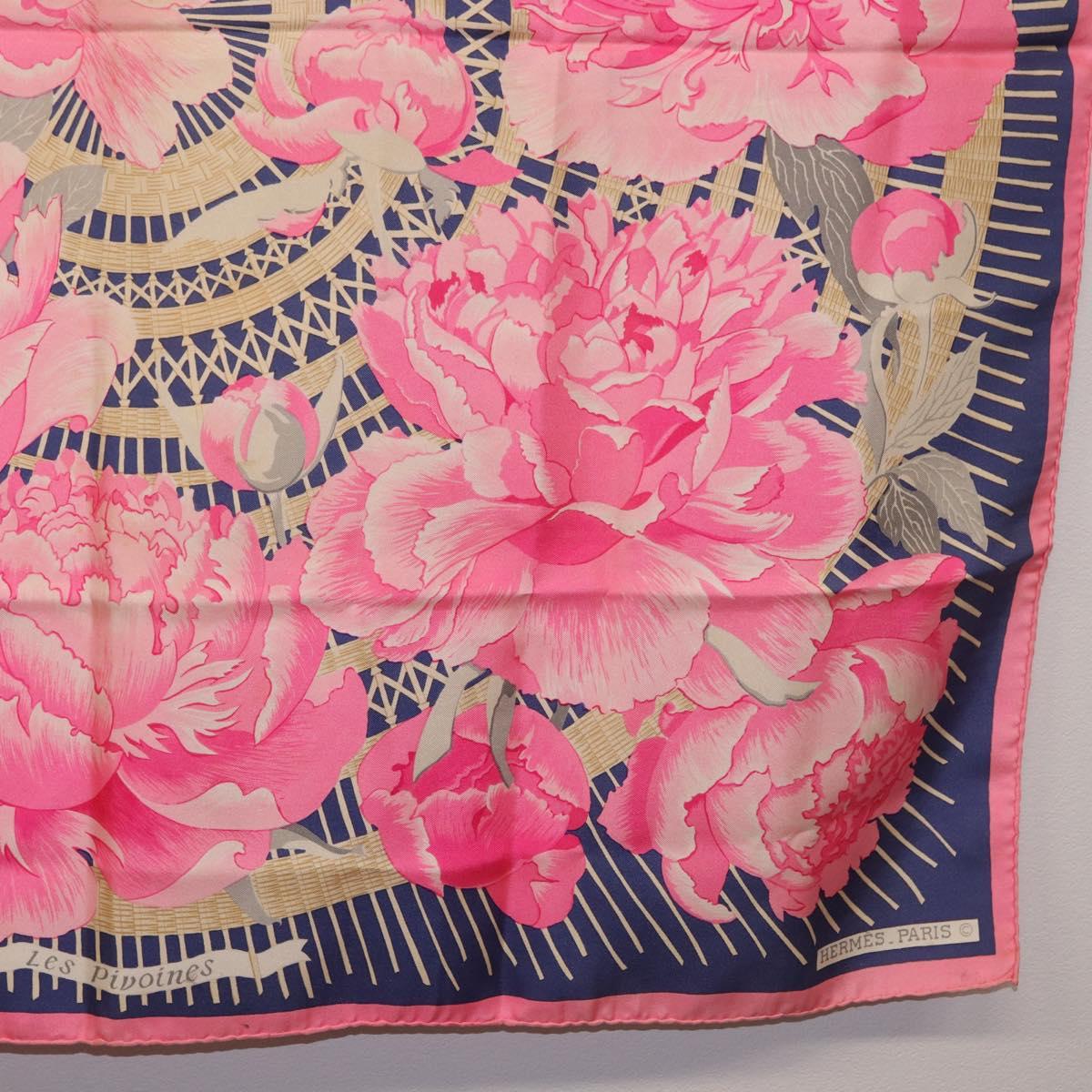 HERMES Carre 90 Scarf Silk Pink Auth bs36344