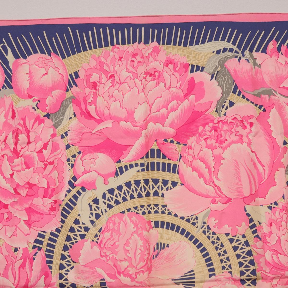 HERMES Carre 90 Scarf Silk Pink Auth bs36344