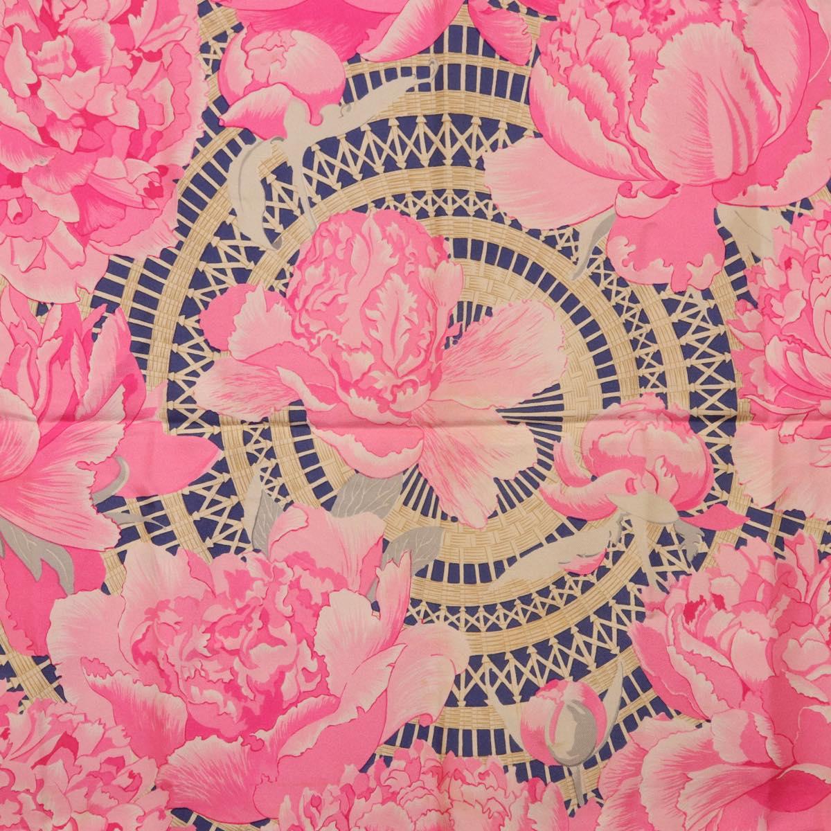 HERMES Carre 90 Scarf Silk Pink Auth bs36344