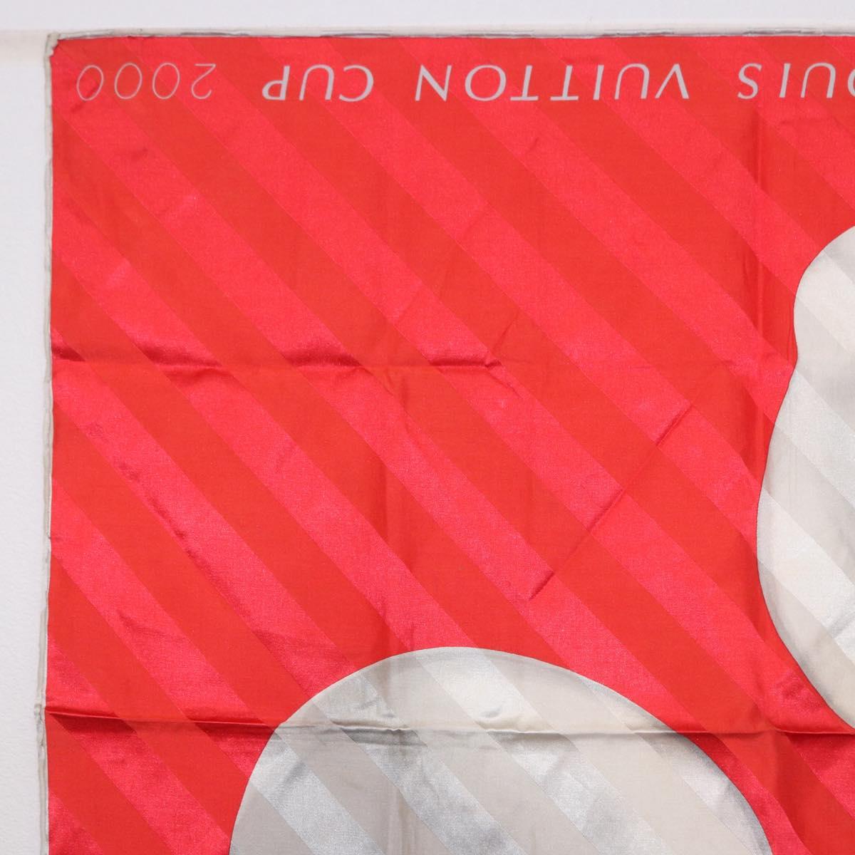 LOUIS VUITTON LV Cup 2000 Scarf Silk Red LV Auth bs36345