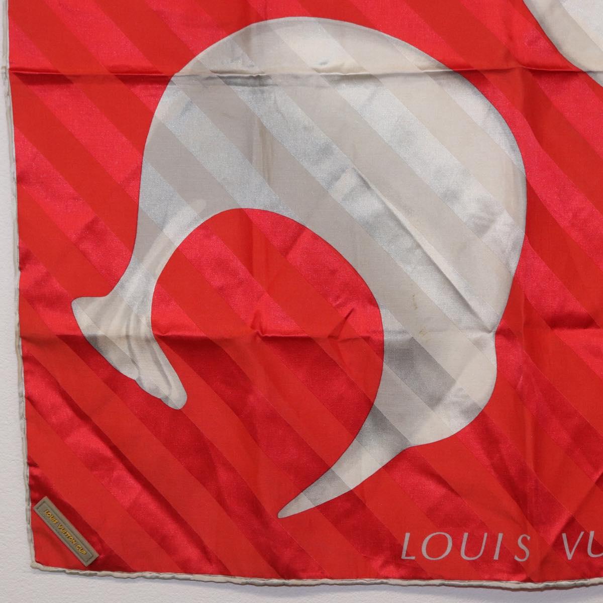 LOUIS VUITTON LV Cup 2000 Scarf Silk Red LV Auth bs36345