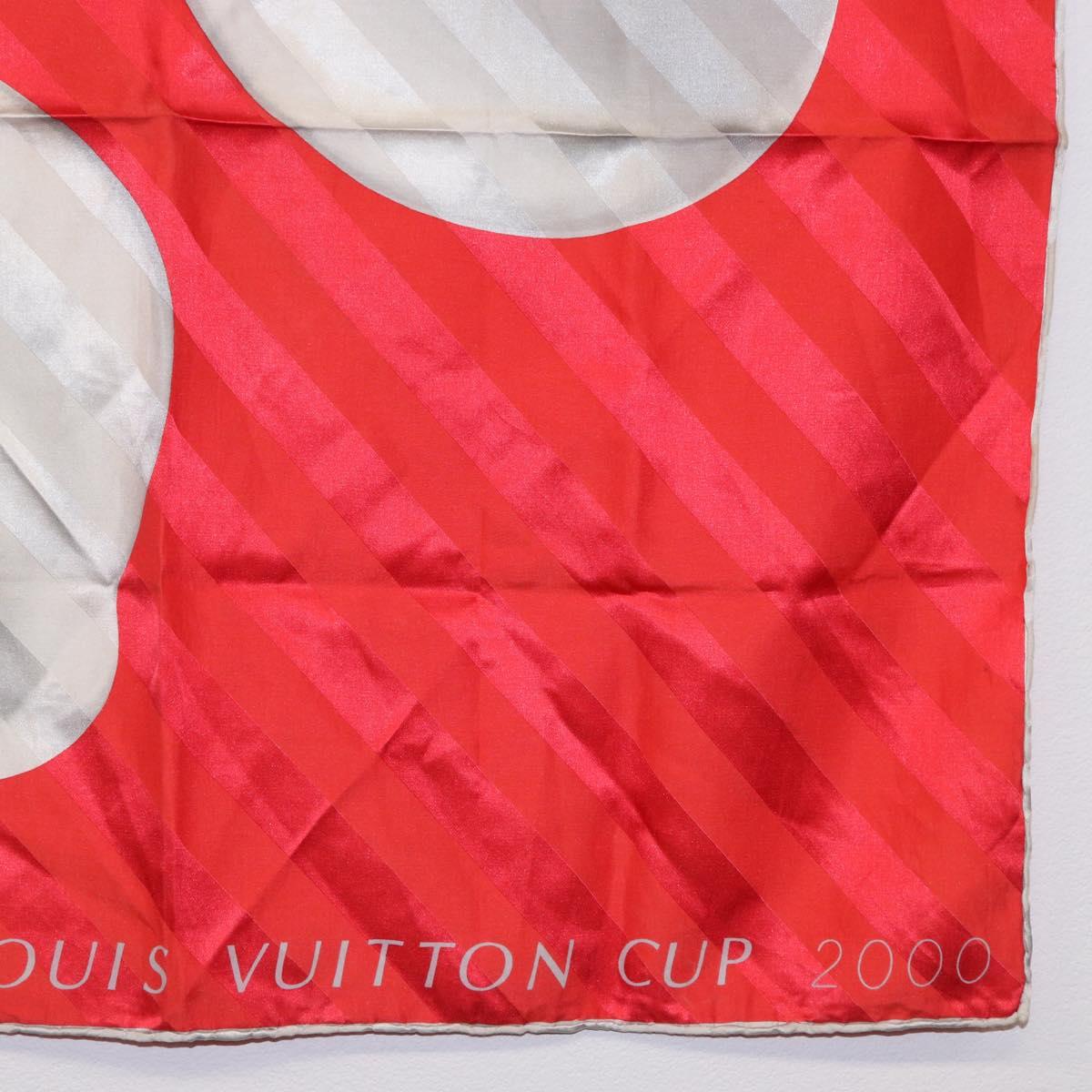 LOUIS VUITTON LV Cup 2000 Scarf Silk Red LV Auth bs36345