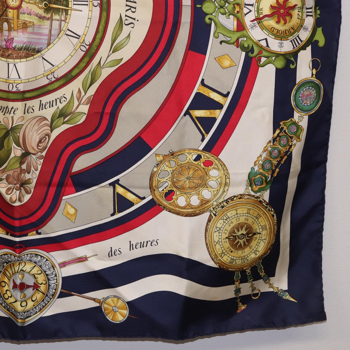 HERMES Carre 90 Scarf Parmi ls Fleurs Je Compte Les Heures Silk Auth bs36347