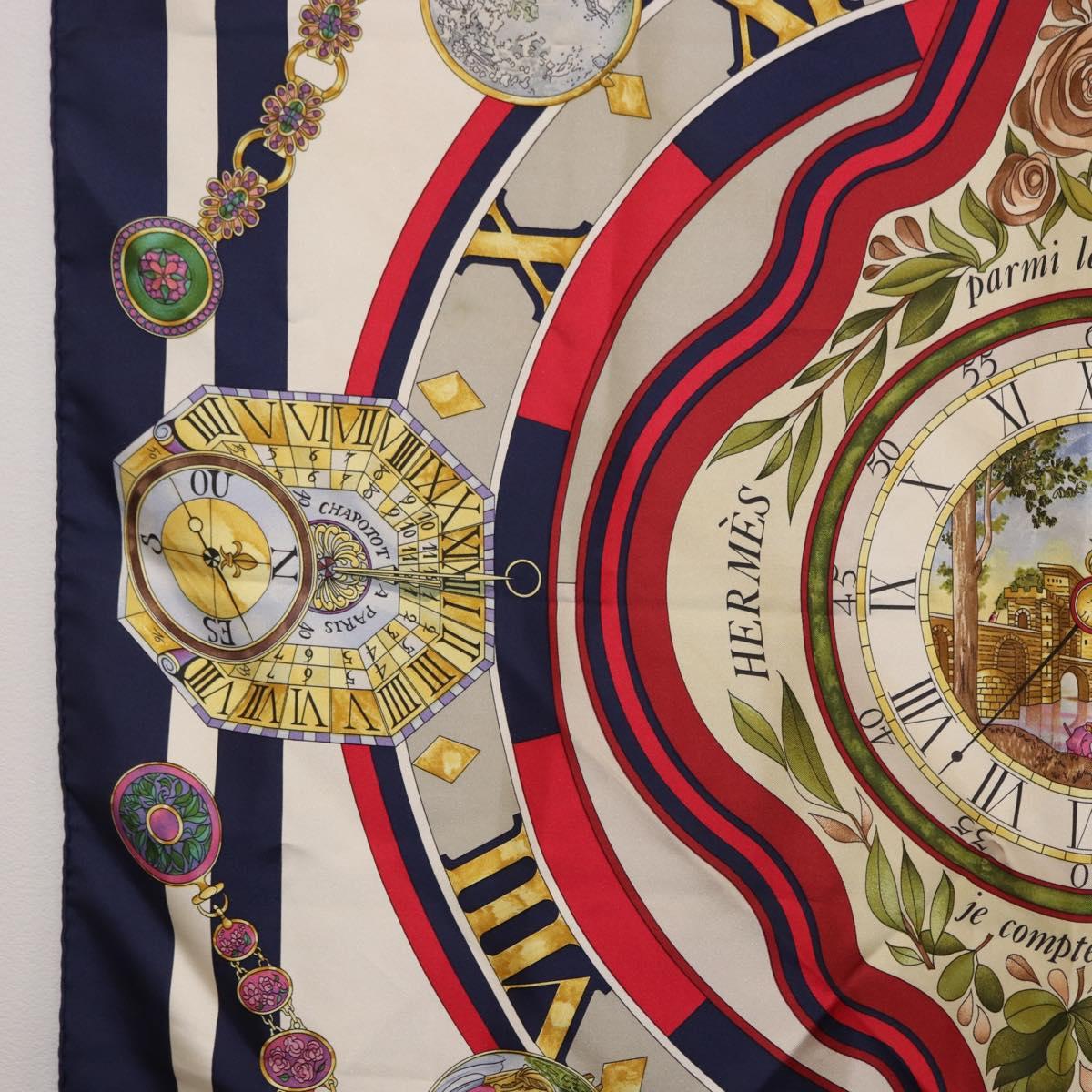 HERMES Carre 90 Scarf Parmi ls Fleurs Je Compte Les Heures Silk Auth bs36347