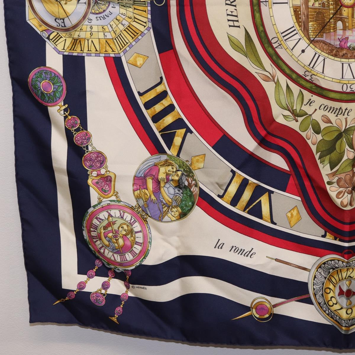HERMES Carre 90 Scarf Parmi ls Fleurs Je Compte Les Heures Silk Auth bs36347