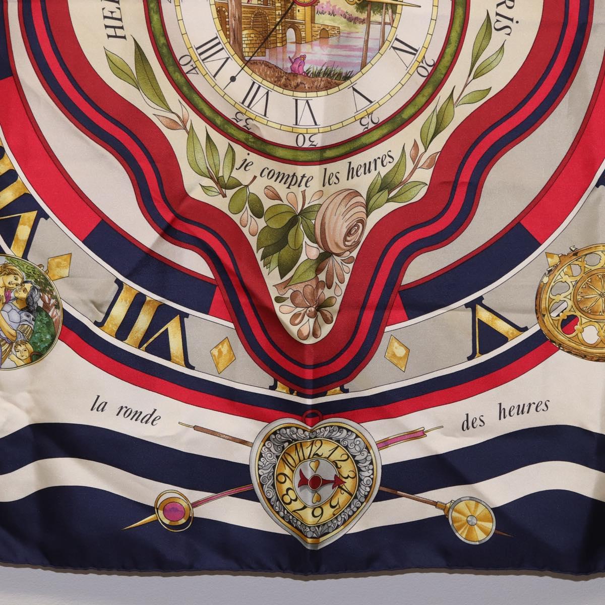 HERMES Carre 90 Scarf Parmi ls Fleurs Je Compte Les Heures Silk Auth bs36347