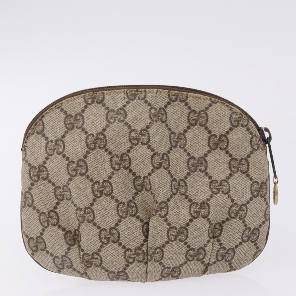 GUCCI GG Supreme Web Sherry Line Clutch Bag PVC 2 Set Beige Auth bs36351