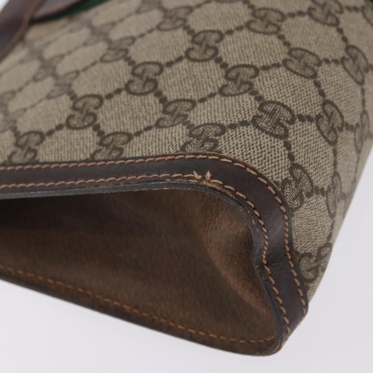 GUCCI GG Supreme Web Sherry Line Clutch Bag PVC 2 Set Beige Auth bs36351