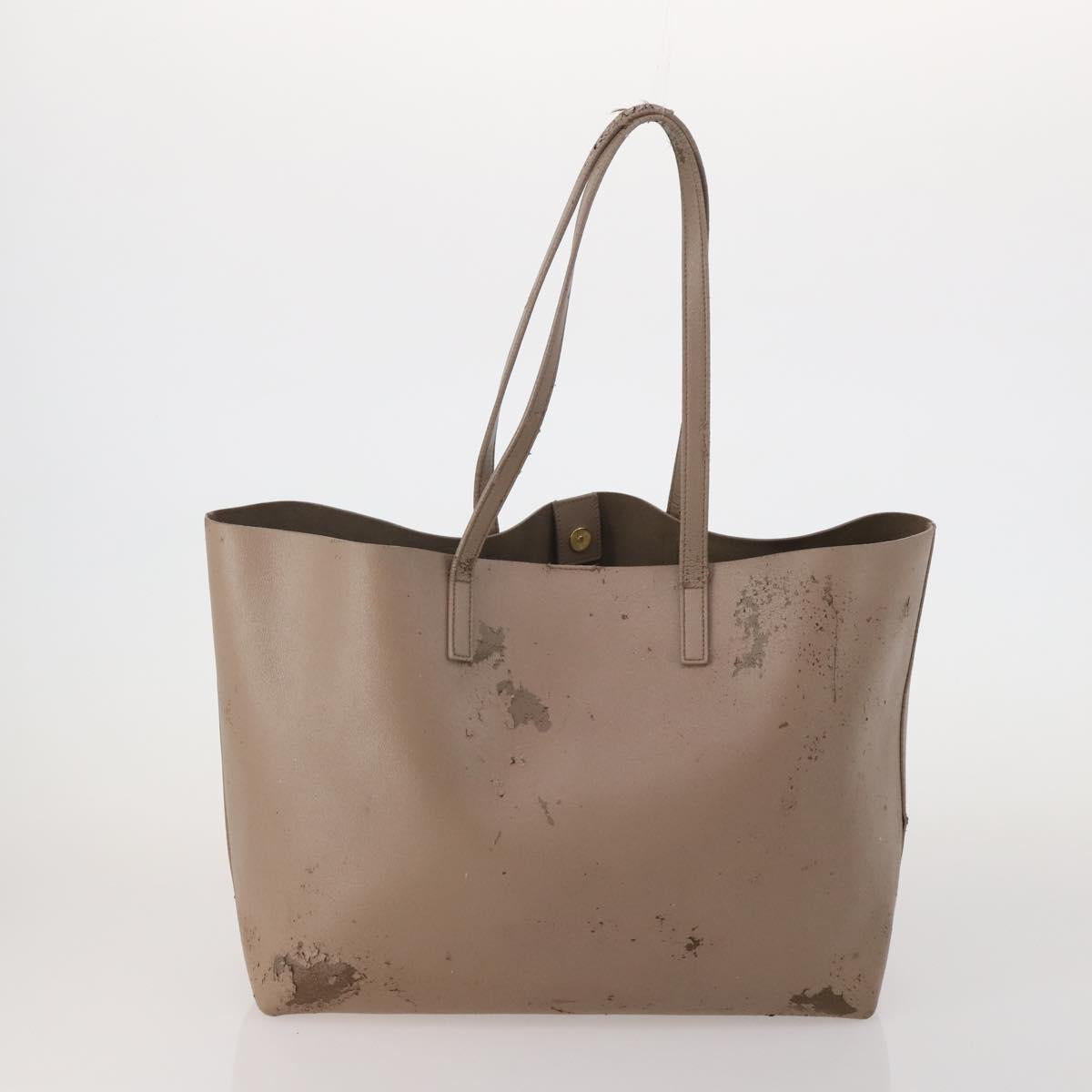 SAINT LAURENT Hand Bag Leather Canvas 2 Set Black Beige Auth bs36353