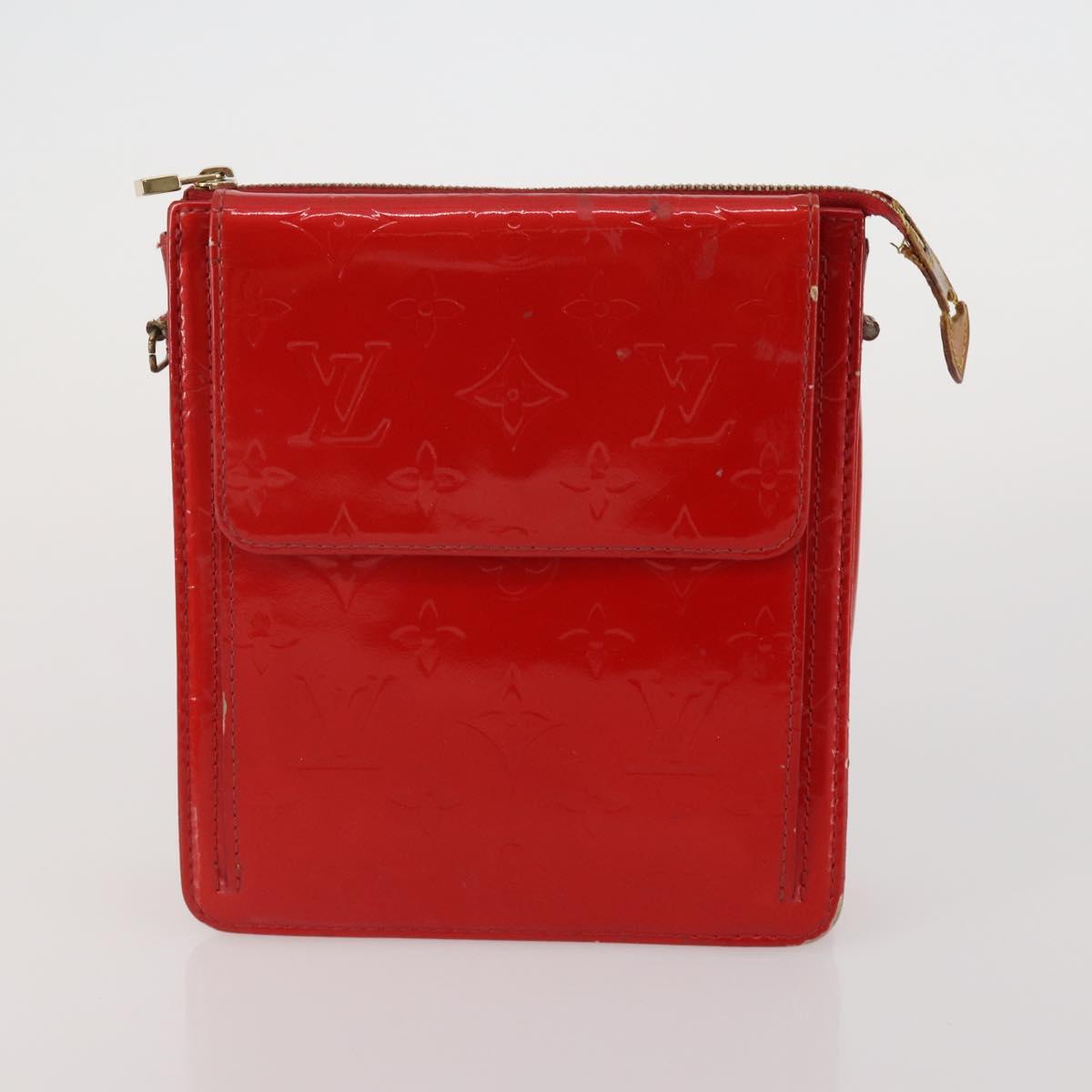 LOUIS VUITTON Monogram Vernis Pouch 4 Set Red LV Auth bs36354