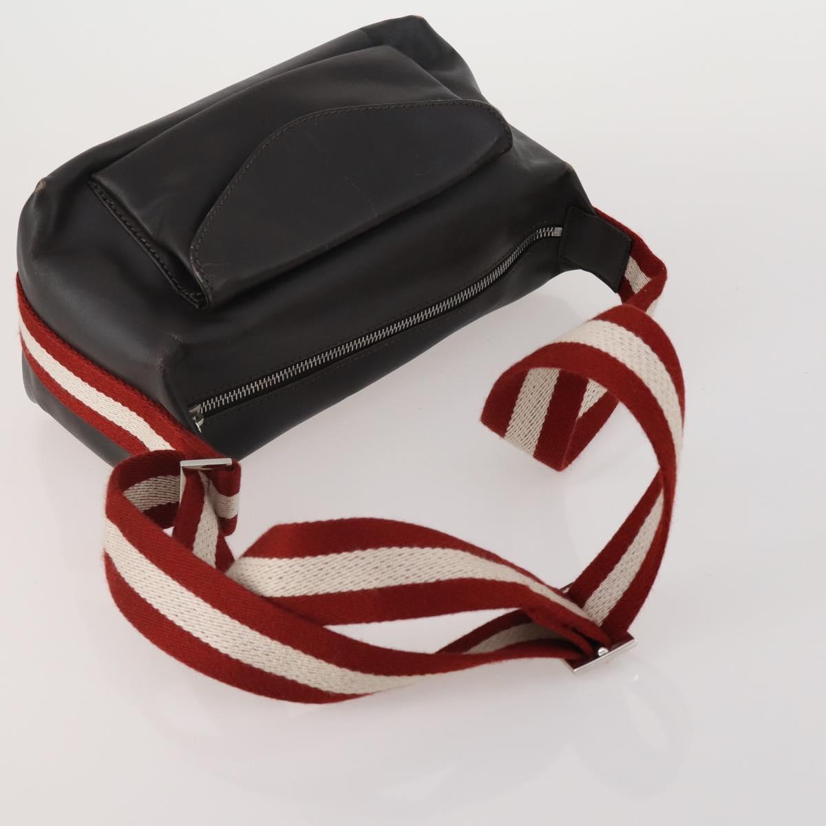 BALLY Shoulder Bag Leather PVC 4 Set Black Green Auth bs36357
