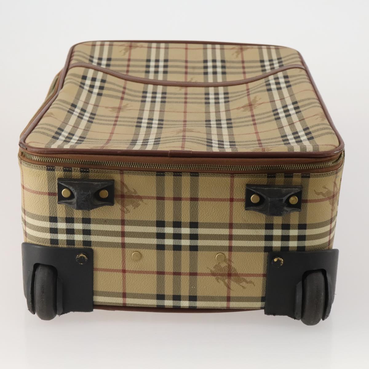 BURBERRY Nova Check Carry Case PVC Beige Gold Auth bs36358