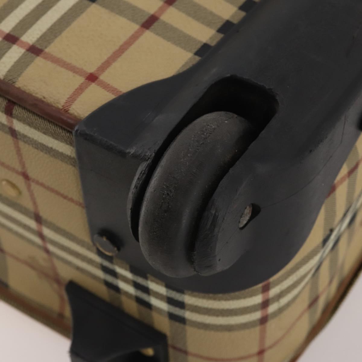 BURBERRY Nova Check Carry Case PVC Beige Gold Auth bs36358