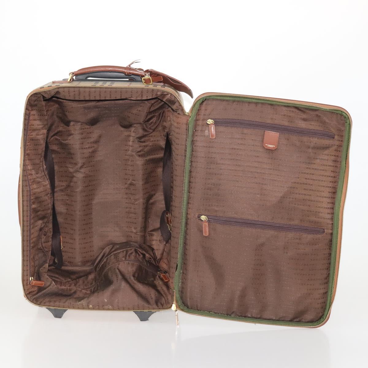 BURBERRY Nova Check Carry Case PVC Beige Gold Auth bs36358