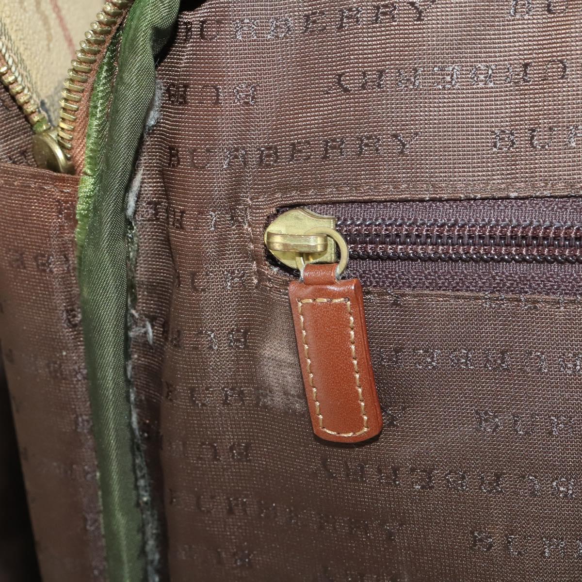 BURBERRY Nova Check Carry Case PVC Beige Gold Auth bs36358