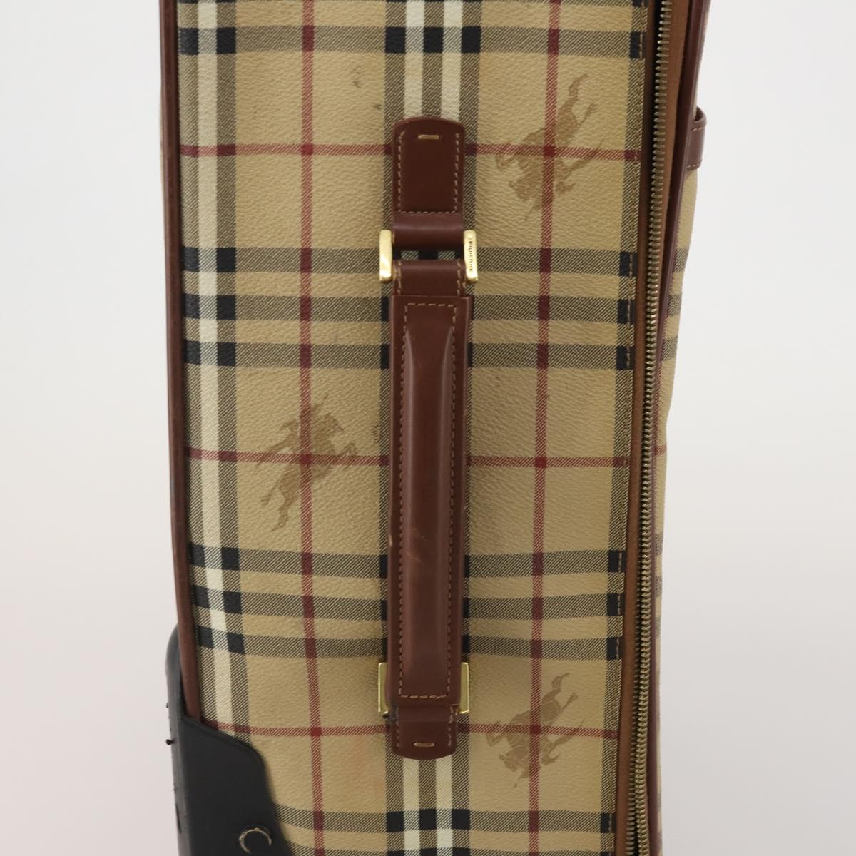 BURBERRY Nova Check Carry Case PVC Beige Gold Auth bs36358