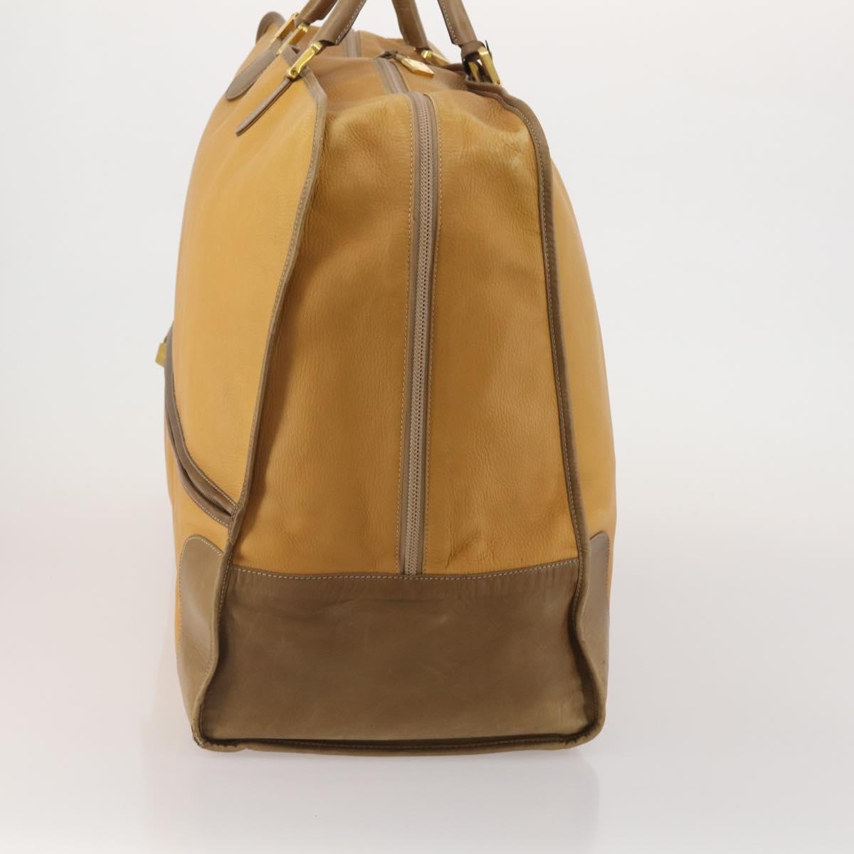 LOEWE Boston Bag Leather Beige Gold Auth bs36360
