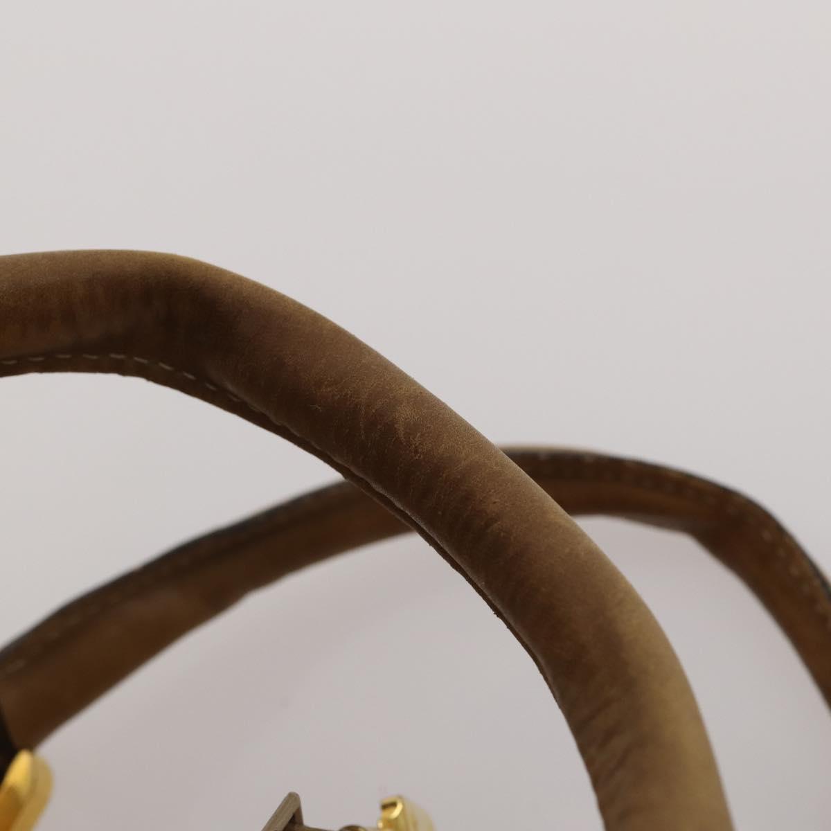 LOEWE Boston Bag Leather Beige Gold Auth bs36360