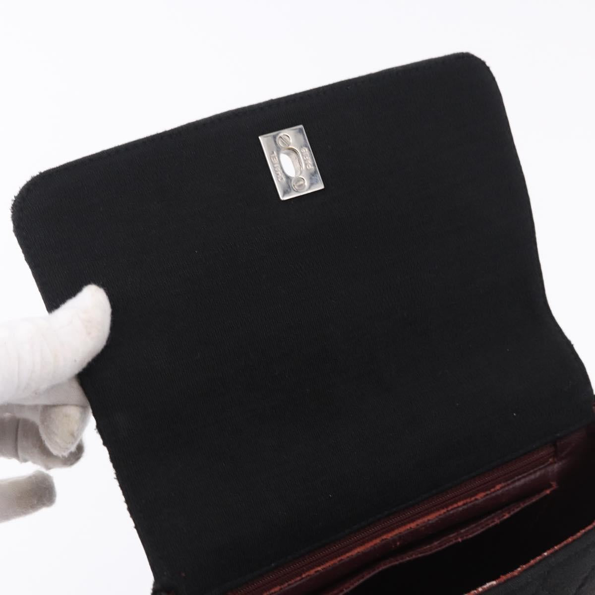 CHANEL Matelasse Hand Bag Cotton Black Silver CC Auth bs36363