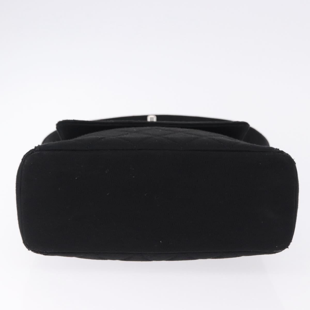 CHANEL Matelasse Hand Bag Cotton Black Silver CC Auth bs36363