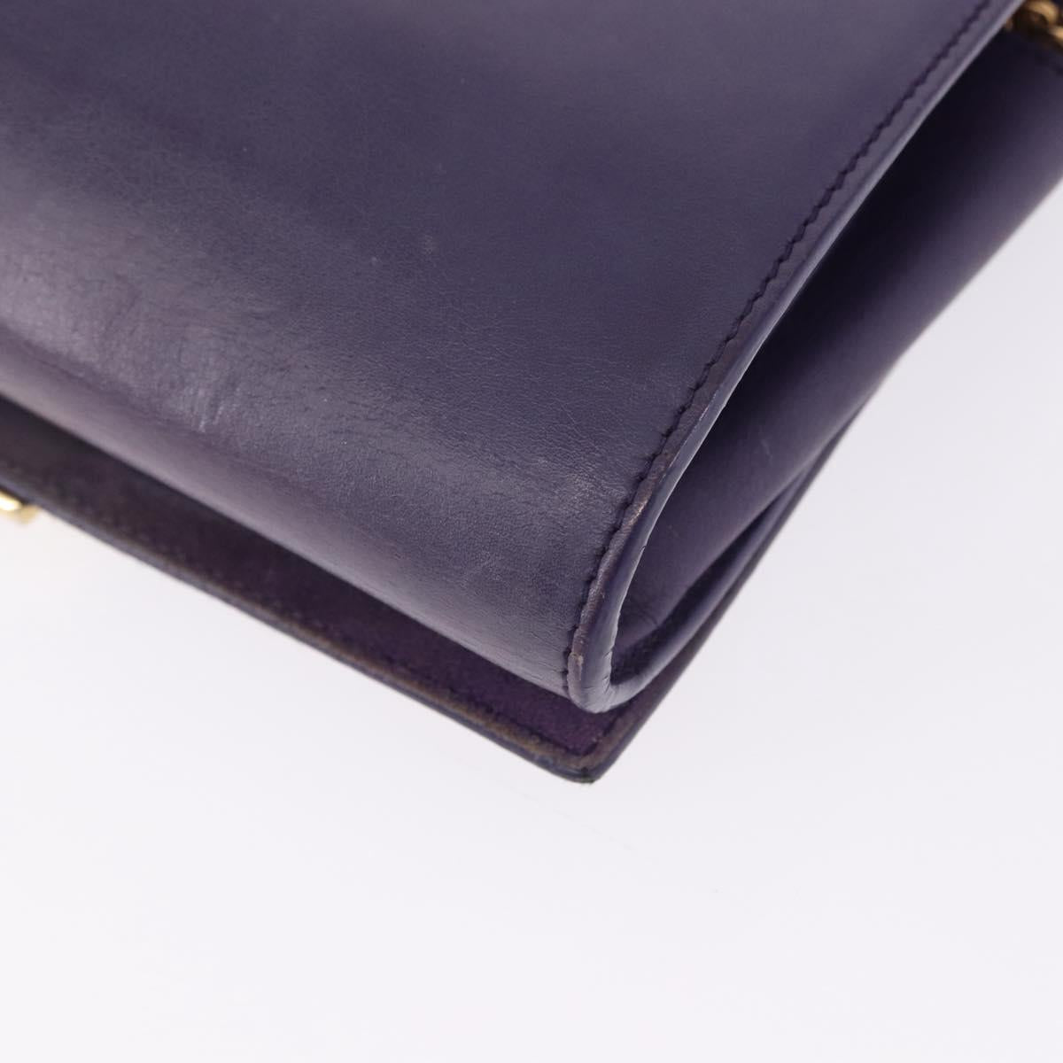 SAINT LAURENT Classic Y Line Chain Satchel Small Bag Leather Purple Auth bs36364