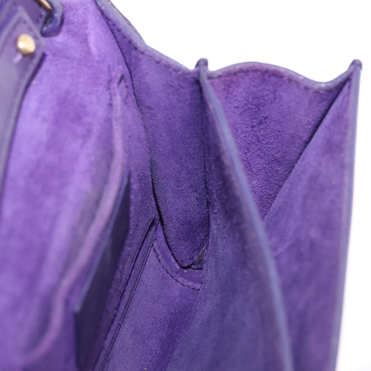 SAINT LAURENT Classic Y Line Chain Satchel Small Bag Leather Purple Auth bs36364