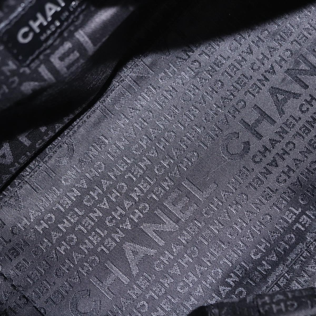 CHANEL Choco Bar Hand Bag Caviar Skin Black Silver CC Auth bs36366