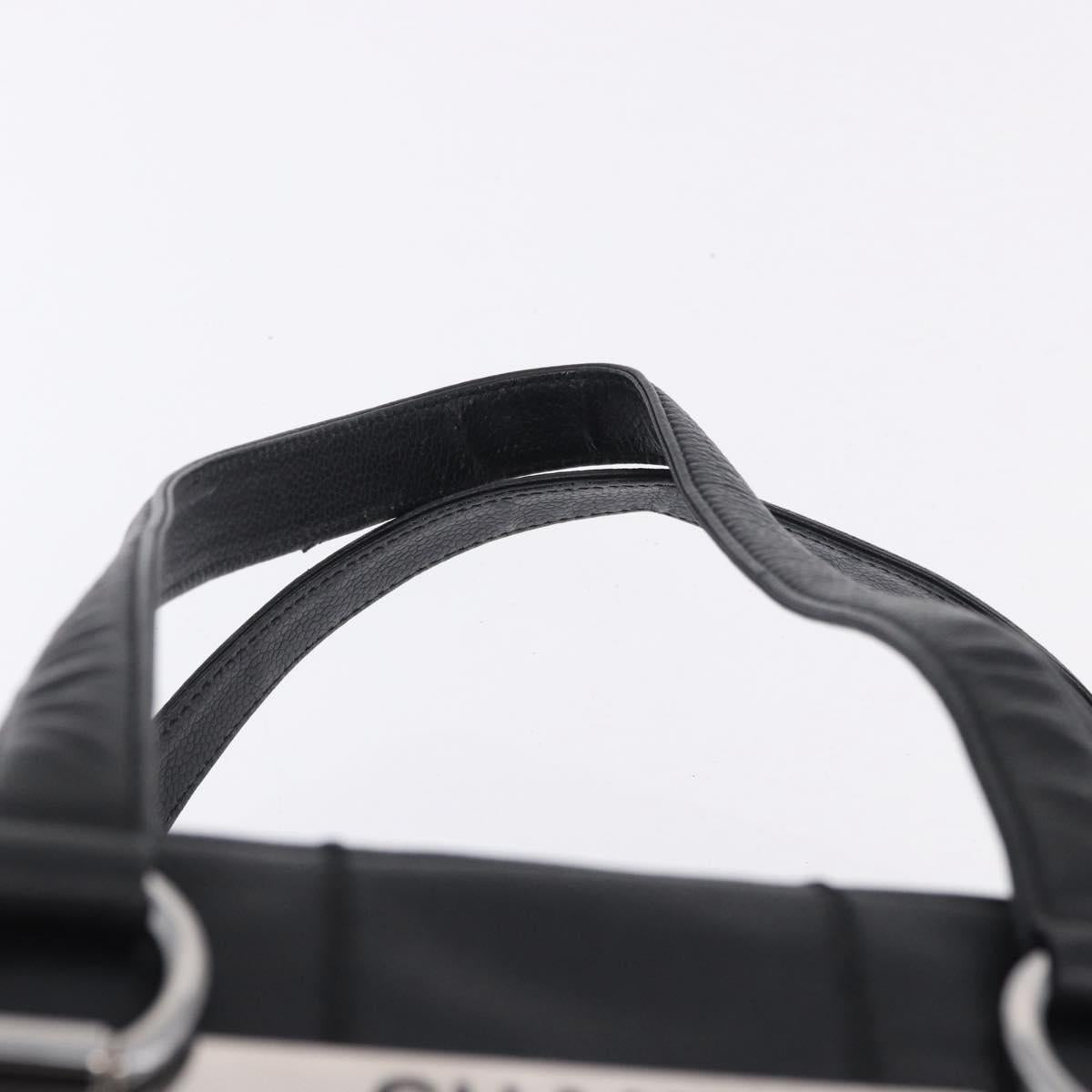 CHANEL Choco Bar Hand Bag Caviar Skin Black Silver CC Auth bs36366