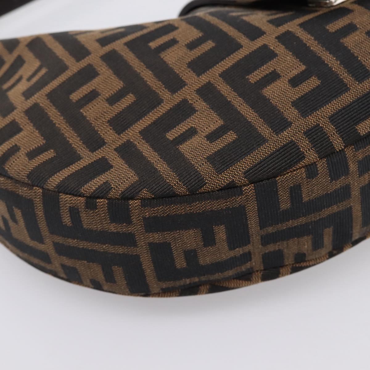 FENDI Zucca Canvas Mamma Baguette Shoulder Bag Brown Silver Auth bs36368SAM