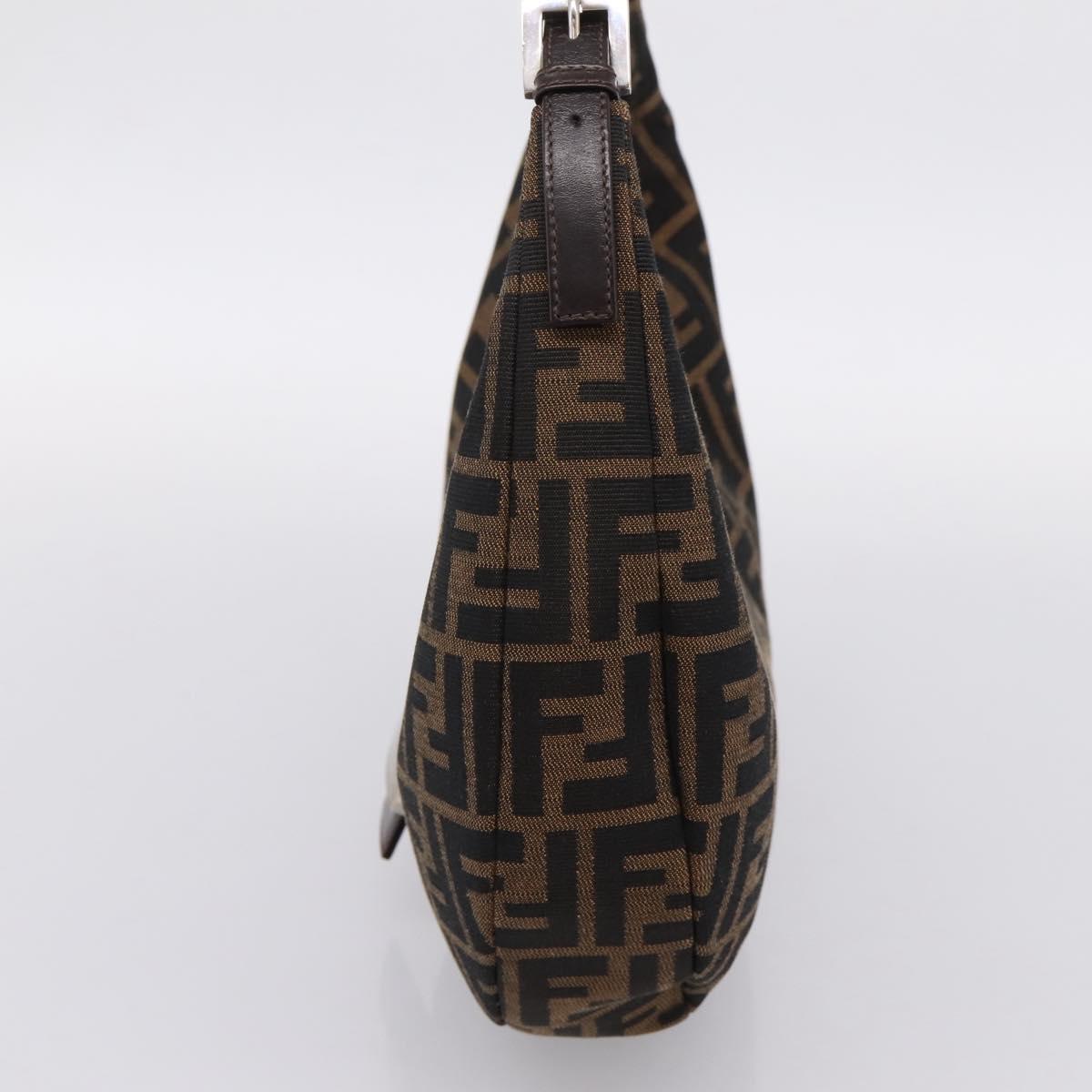 FENDI Zucca Canvas Mamma Baguette Shoulder Bag Brown Silver Auth bs36368SAM