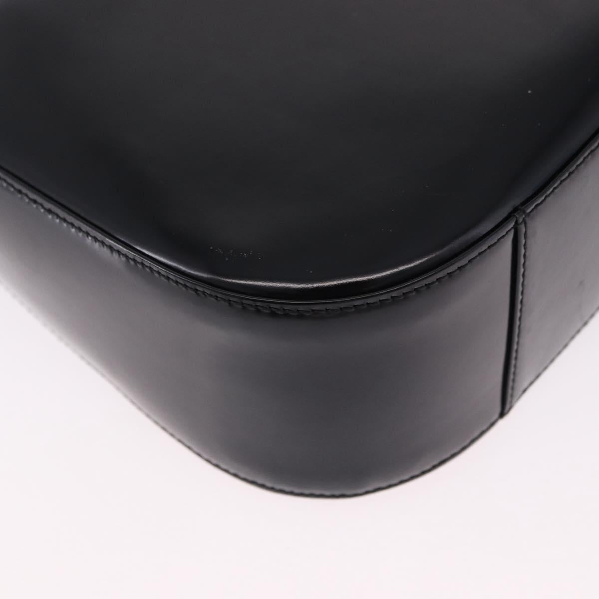 GUCCI Interlocking Shoulder Bag Patent Leather Black 007 2046 0250 Auth bs36370