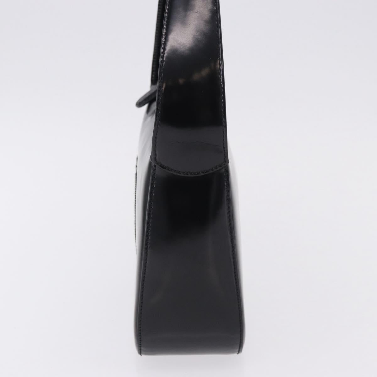 GUCCI Interlocking Shoulder Bag Patent Leather Black 007 2046 0250 Auth bs36370